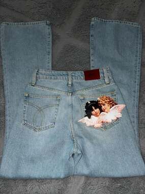 Fiorucci Vintage Angels Graphic Flared Leg Jeans